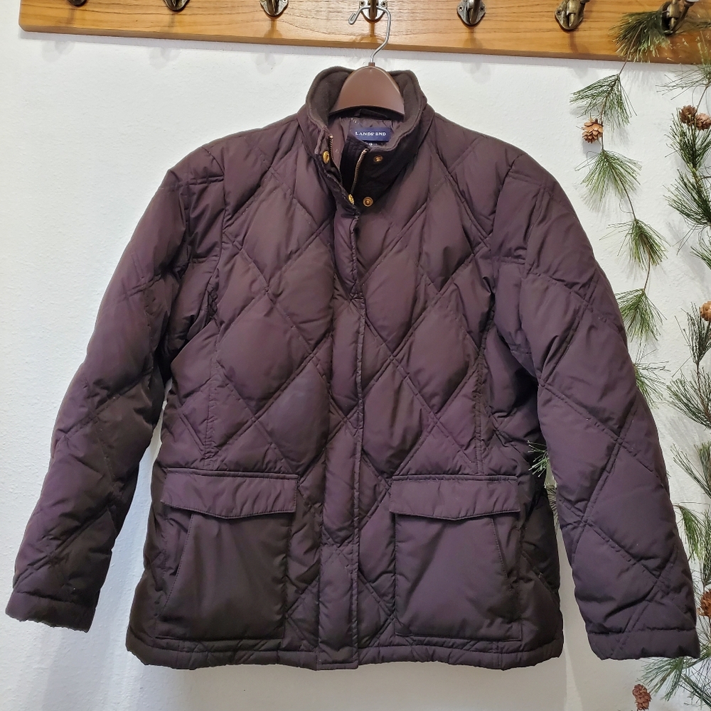 Lands' End Diamond Down Puffer Jacket - Dk Brown